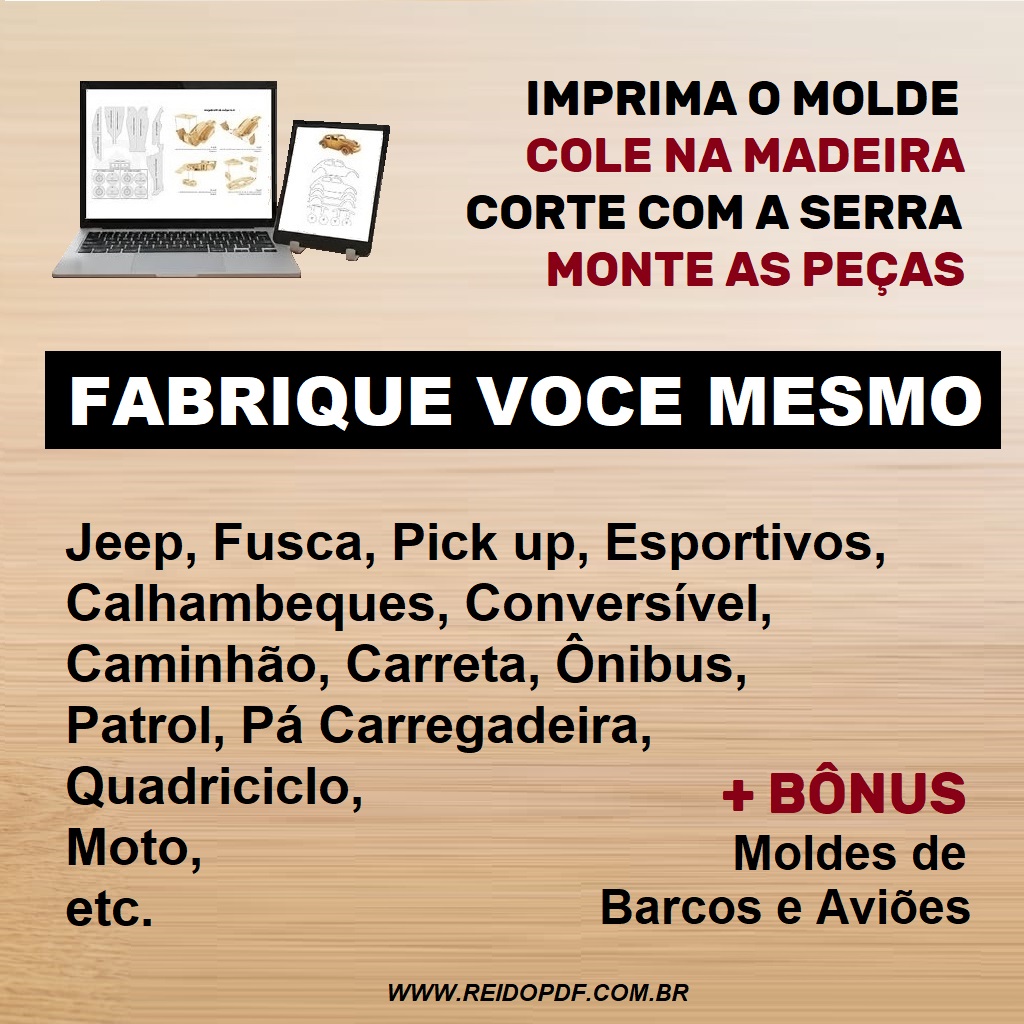 50 Moldes de Carrinhos de Madeira - Imagem 4